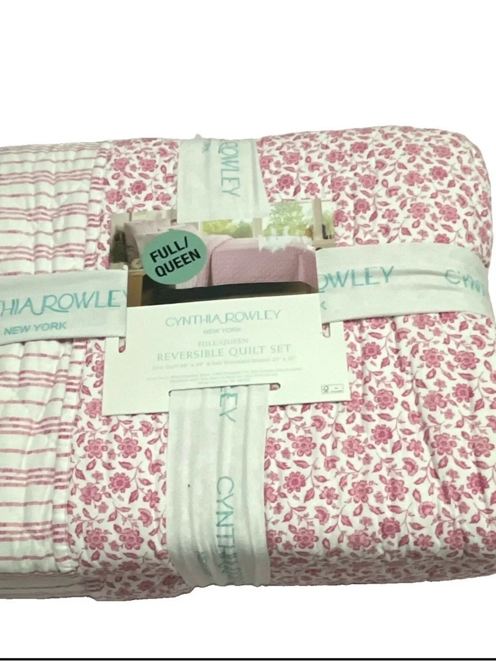 Cynthia Rowley Pink Floral Reversible Quilt Set